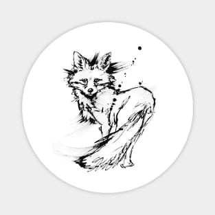 You Looking at me! - Cute fox drawing in black and white Magnet